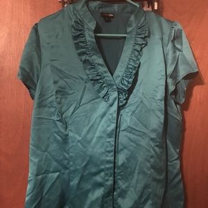 GUC teal button up v neck blouse 🏵